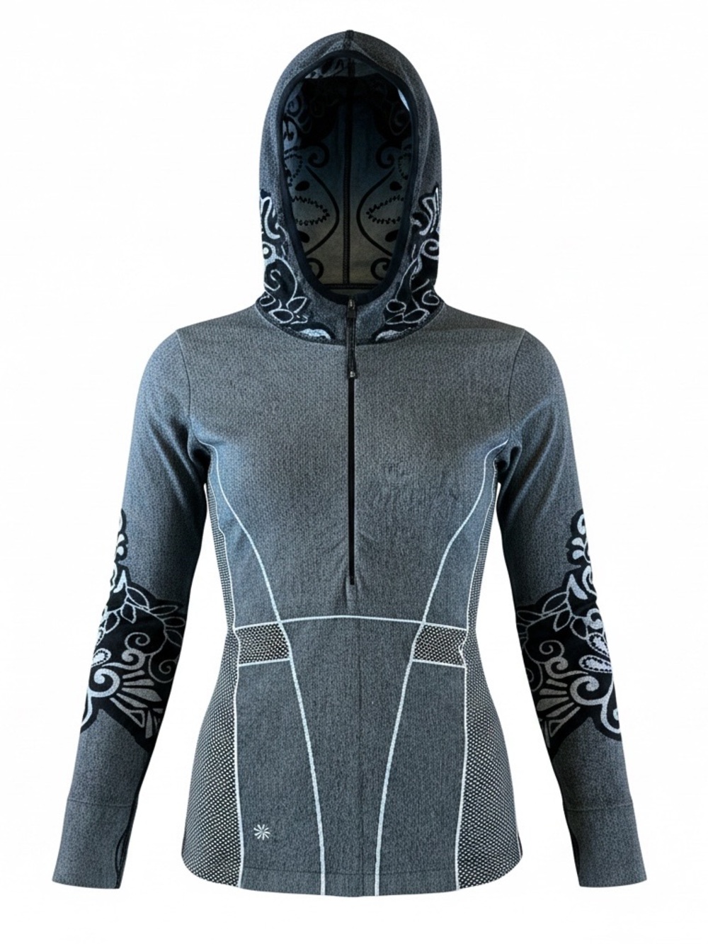 Women’s Athleta Gray Hooded Performance Half-zip Pullover Top